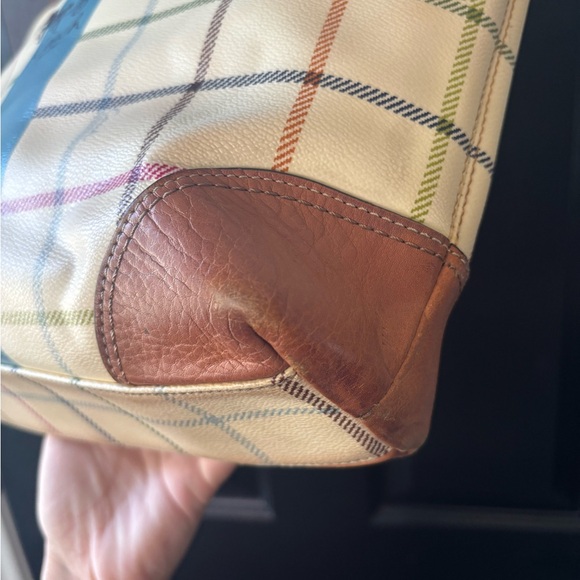 Coach Multicolor Plaid Tote with Blue Stripe - Picture 4 of 14